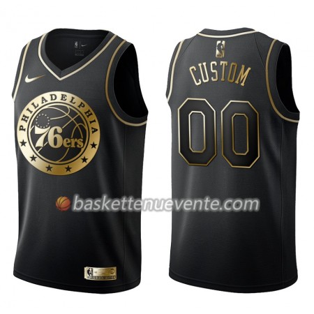 Maillot Basket Philadelphia 76ers Personnalisé Nike Noir Gold Edition Swingman - Homme
